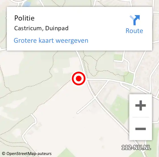 Locatie op kaart van de 112 melding: Politie Castricum, Duinpad op 8 februari 2016 09:33