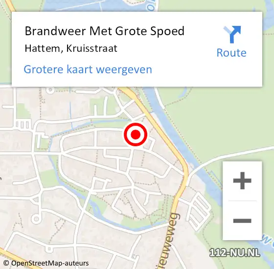 Locatie op kaart van de 112 melding: Brandweer Met Grote Spoed Naar Hattem, Kruisstraat op 8 februari 2016 10:19