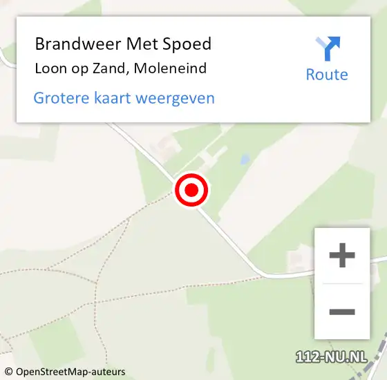 Locatie op kaart van de 112 melding: Brandweer Met Spoed Naar Loon op Zand, Moleneind op 8 februari 2016 10:34