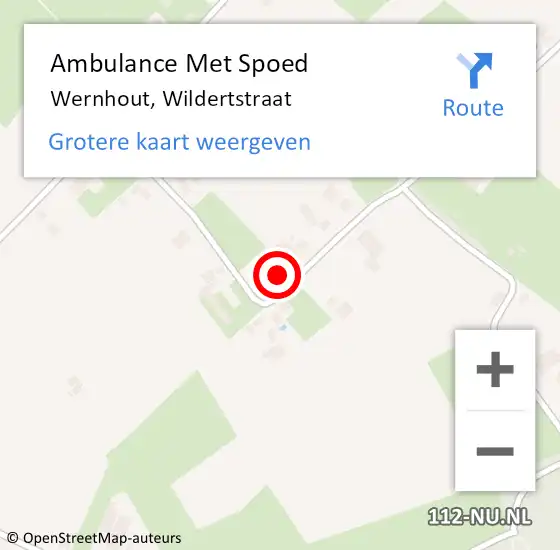 Locatie op kaart van de 112 melding: Ambulance Met Spoed Naar Wernhout, Wildertstraat op 8 februari 2016 10:51