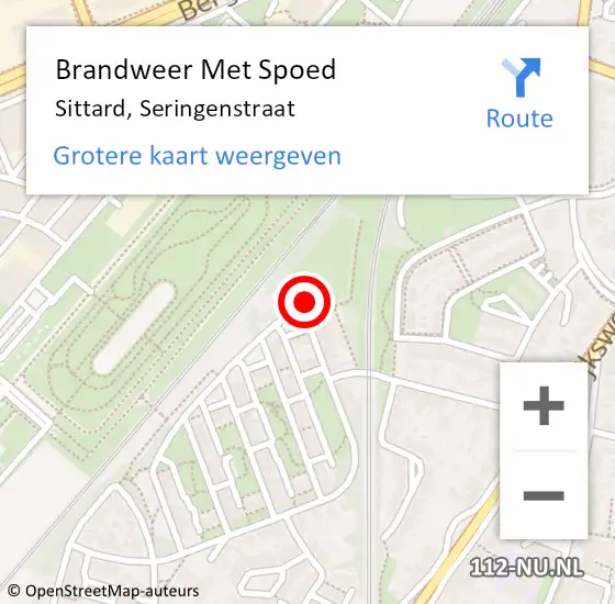Locatie op kaart van de 112 melding: Brandweer Met Spoed Naar Sittard, Seringenstraat op 8 februari 2016 11:16