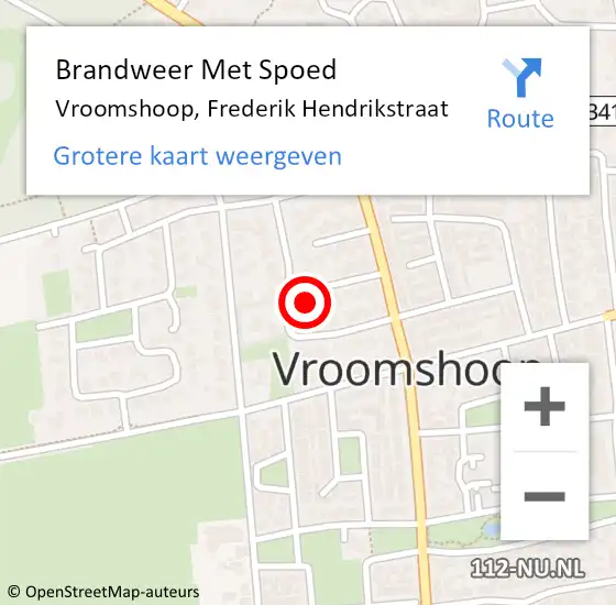 Locatie op kaart van de 112 melding: Brandweer Met Spoed Naar Vroomshoop, Frederik Hendrikstraat op 5 december 2013 16:18