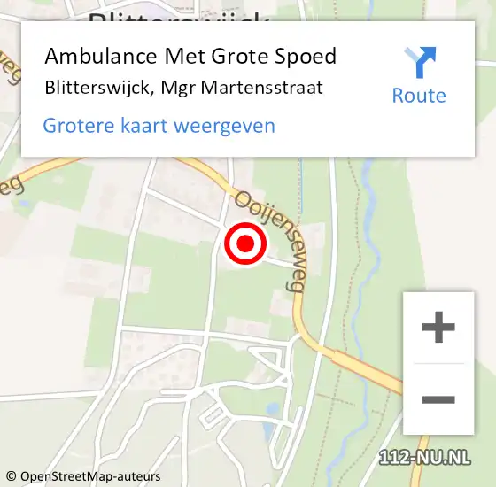 Locatie op kaart van de 112 melding: Ambulance Met Grote Spoed Naar Blitterswijck, Mgr Martensstraat op 8 februari 2016 12:00