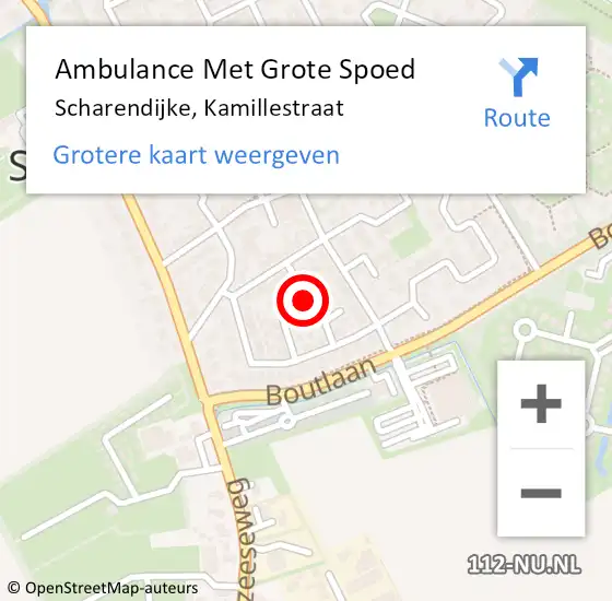 Locatie op kaart van de 112 melding: Ambulance Met Grote Spoed Naar Scharendijke, Kamillestraat op 8 februari 2016 12:28