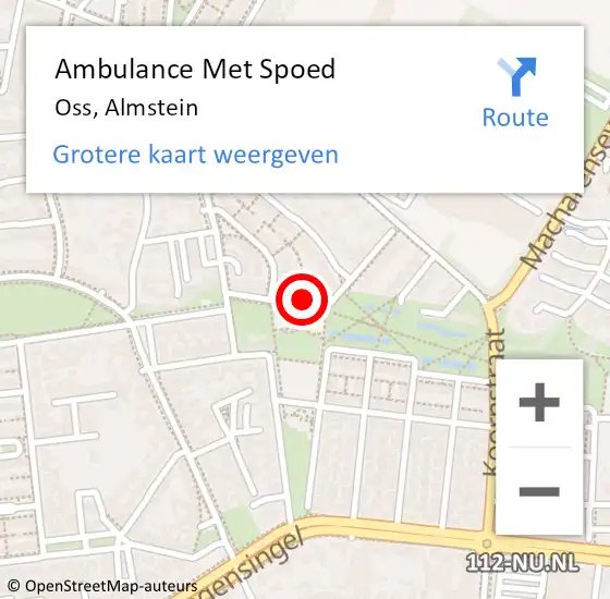 Locatie op kaart van de 112 melding: Ambulance Met Spoed Naar Oss, Almstein op 8 februari 2016 12:48