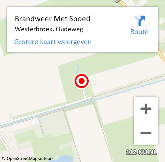 Locatie op kaart van de 112 melding: Brandweer Met Spoed Naar Westerbroek, Oudeweg op 8 februari 2016 12:59