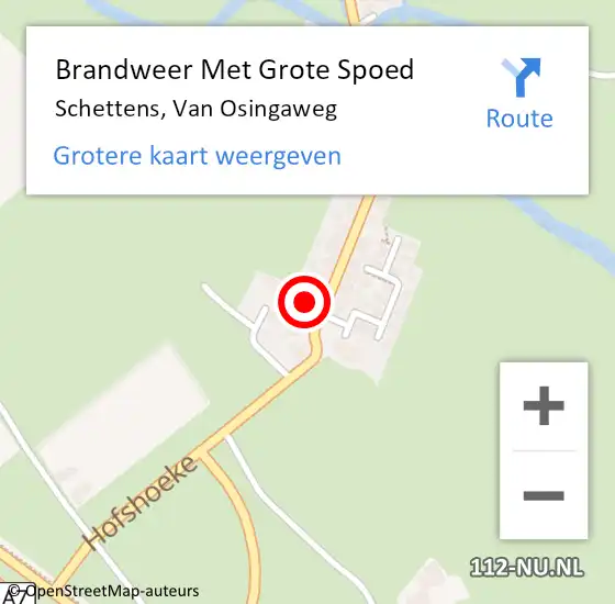 Locatie op kaart van de 112 melding: Brandweer Met Grote Spoed Naar Schettens, Van Osingaweg op 8 februari 2016 13:25