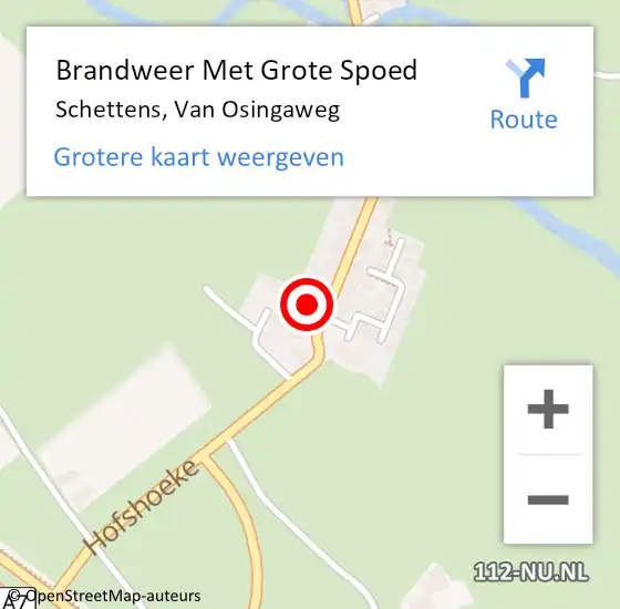 Locatie op kaart van de 112 melding: Brandweer Met Grote Spoed Naar Schettens, Van Osingaweg op 8 februari 2016 13:30