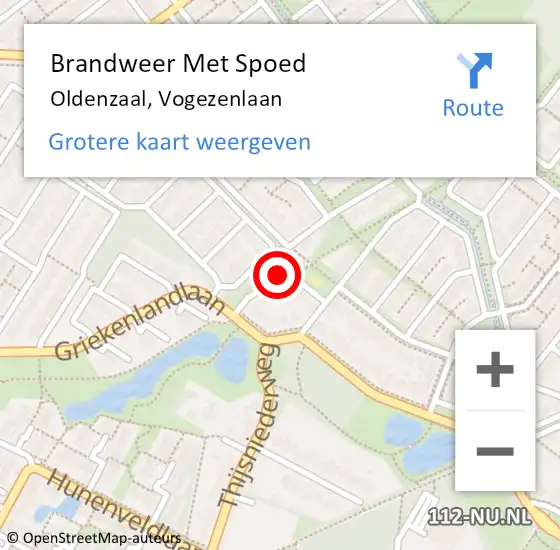 Locatie op kaart van de 112 melding: Brandweer Met Spoed Naar Oldenzaal, Vogezenlaan op 8 februari 2016 13:52