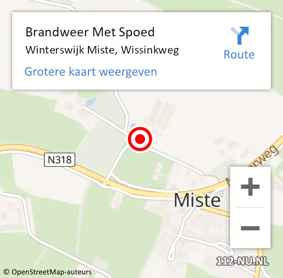 Locatie op kaart van de 112 melding: Brandweer Met Spoed Naar Winterswijk Miste, Wissinkweg op 8 februari 2016 14:18