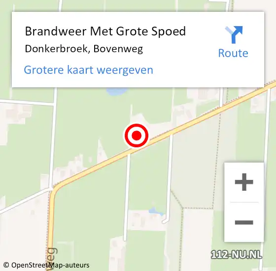 Locatie op kaart van de 112 melding: Brandweer Met Grote Spoed Naar Donkerbroek, Bovenweg op 8 februari 2016 14:25