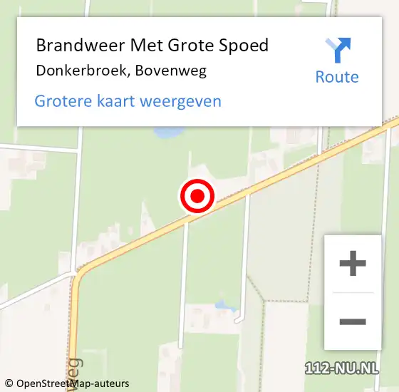 Locatie op kaart van de 112 melding: Brandweer Met Grote Spoed Naar Donkerbroek, Bovenweg op 8 februari 2016 14:50