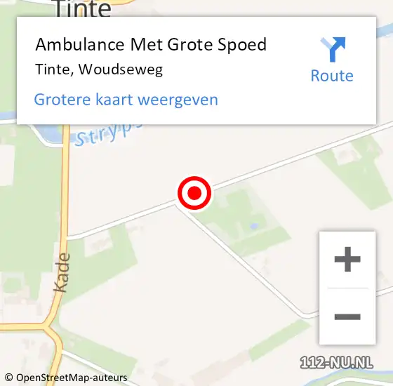 Locatie op kaart van de 112 melding: Ambulance Met Grote Spoed Naar Tinte, Woudseweg op 5 december 2013 16:34