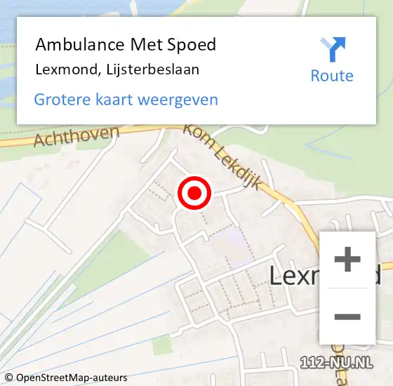 Locatie op kaart van de 112 melding: Ambulance Met Spoed Naar Lexmond, Lijsterbeslaan op 8 februari 2016 16:07