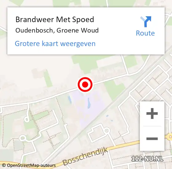 Locatie op kaart van de 112 melding: Brandweer Met Spoed Naar Oudenbosch, Groene Woud op 8 februari 2016 16:40