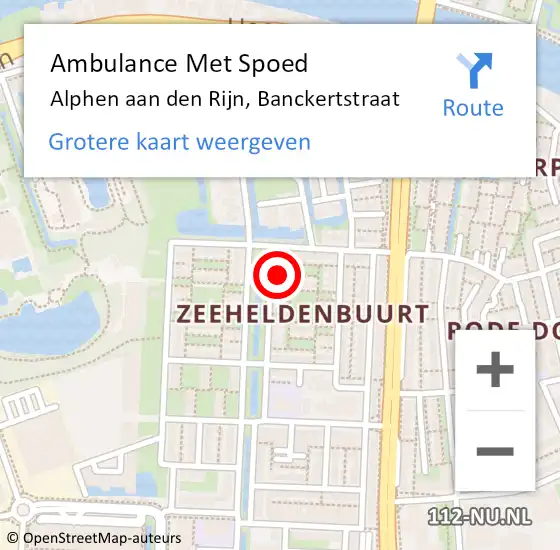 Locatie op kaart van de 112 melding: Ambulance Met Spoed Naar Alphen aan den Rijn, Banckertstraat op 8 februari 2016 16:53