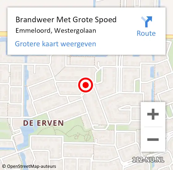 Locatie op kaart van de 112 melding: Brandweer Met Grote Spoed Naar Emmeloord, Westergolaan op 8 februari 2016 17:38