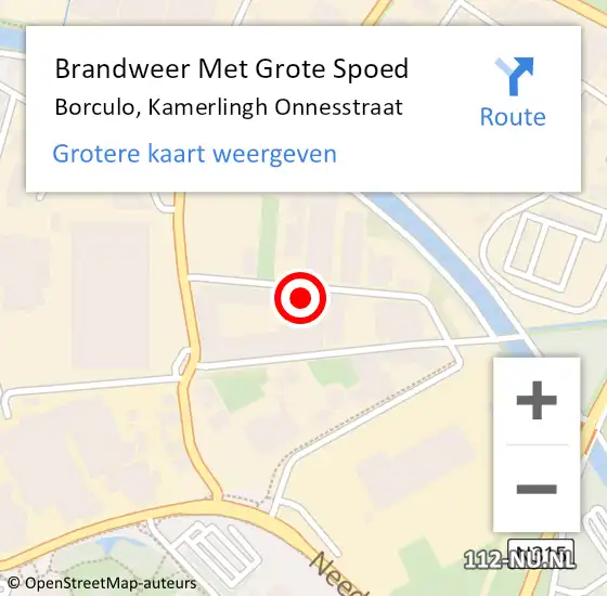 Locatie op kaart van de 112 melding: Brandweer Met Grote Spoed Naar Borculo, Kamerlingh Onnesstraat op 8 februari 2016 17:58