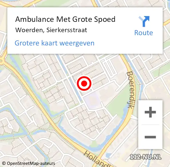 Locatie op kaart van de 112 melding: Ambulance Met Grote Spoed Naar Woerden, Sierkersstraat op 8 februari 2016 18:19