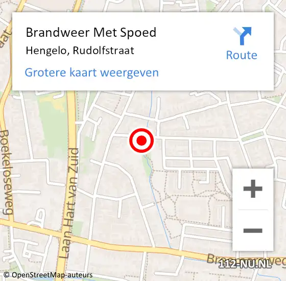 Locatie op kaart van de 112 melding: Brandweer Met Spoed Naar Hengelo, Rudolfstraat op 8 februari 2016 18:25