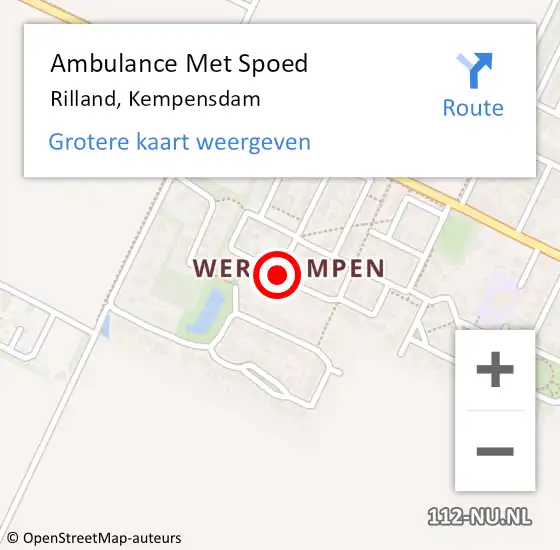 Locatie op kaart van de 112 melding: Ambulance Met Spoed Naar Rilland, Kempensdam op 8 februari 2016 18:25