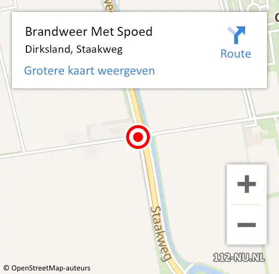 Locatie op kaart van de 112 melding: Brandweer Met Spoed Naar Dirksland, Staakweg op 8 februari 2016 18:29