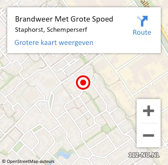 Locatie op kaart van de 112 melding: Brandweer Met Grote Spoed Naar Staphorst, Schemperserf op 8 februari 2016 18:35