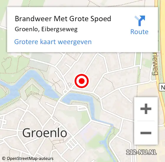 Locatie op kaart van de 112 melding: Brandweer Met Grote Spoed Naar Groenlo, Eibergseweg op 8 februari 2016 18:38