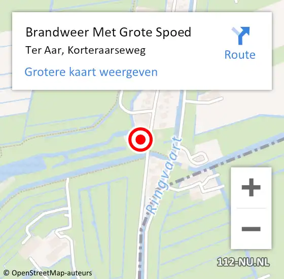 Locatie op kaart van de 112 melding: Brandweer Met Grote Spoed Naar Ter Aar, Korteraarseweg op 8 februari 2016 19:15