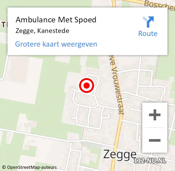 Locatie op kaart van de 112 melding: Ambulance Met Spoed Naar Zegge, Kanestede op 8 februari 2016 19:34