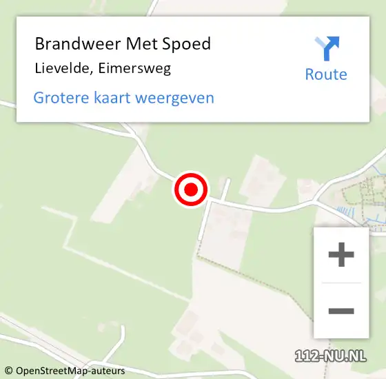 Locatie op kaart van de 112 melding: Brandweer Met Spoed Naar Lievelde, Eimersweg op 8 februari 2016 21:31