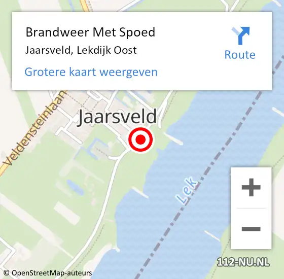 Locatie op kaart van de 112 melding: Brandweer Met Spoed Naar Jaarsveld, Lekdijk Oost op 8 februari 2016 21:40