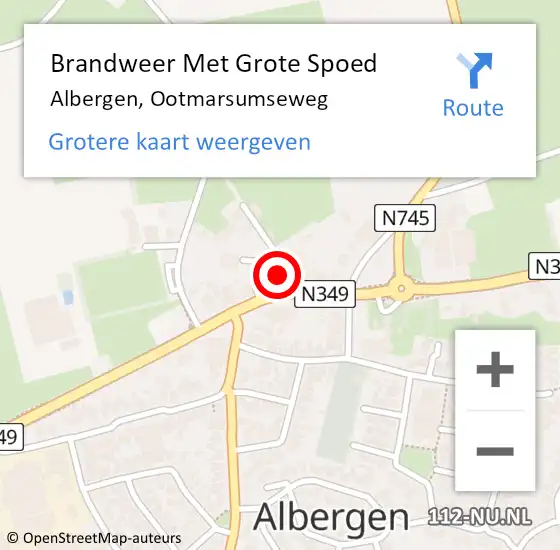 Locatie op kaart van de 112 melding: Brandweer Met Grote Spoed Naar Albergen, Ootmarsumseweg op 8 februari 2016 21:59