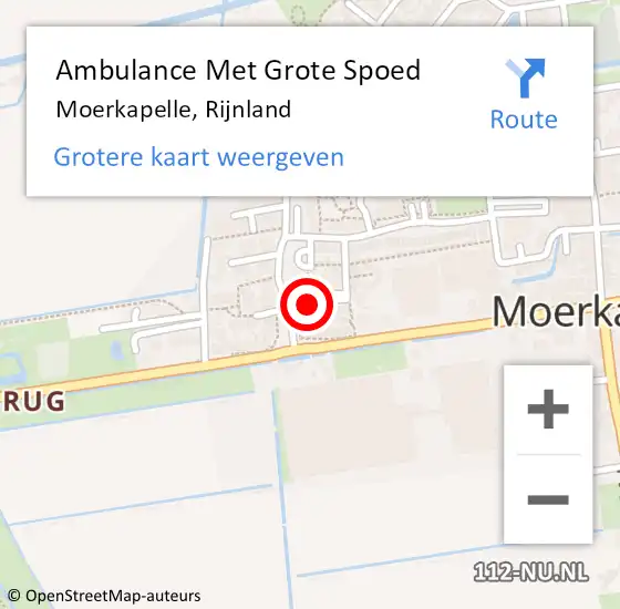 Locatie op kaart van de 112 melding: Ambulance Met Grote Spoed Naar Moerkapelle, Rijnland op 8 februari 2016 23:15