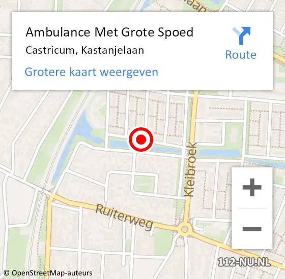 Locatie op kaart van de 112 melding: Ambulance Met Grote Spoed Naar Castricum, Kastanjelaan op 9 februari 2016 00:08