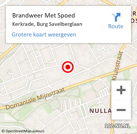 Locatie op kaart van de 112 melding: Brandweer Met Spoed Naar Kerkrade, Burg Savelberglaan op 9 februari 2016 00:12