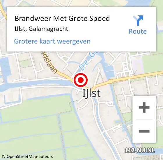 Locatie op kaart van de 112 melding: Brandweer Met Grote Spoed Naar IJlst, Galamagracht op 9 februari 2016 00:51