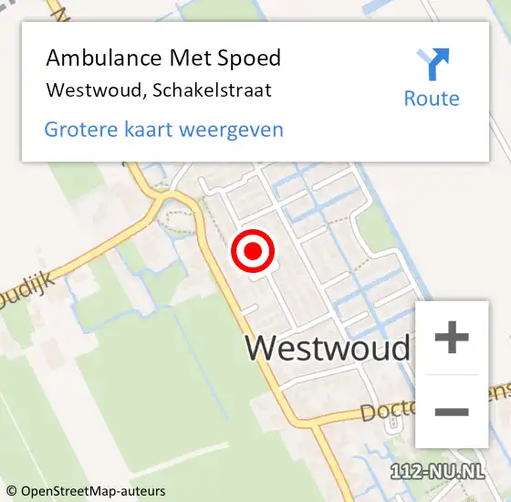 Locatie op kaart van de 112 melding: Ambulance Met Spoed Naar Westwoud, Schakelstraat op 9 februari 2016 02:23