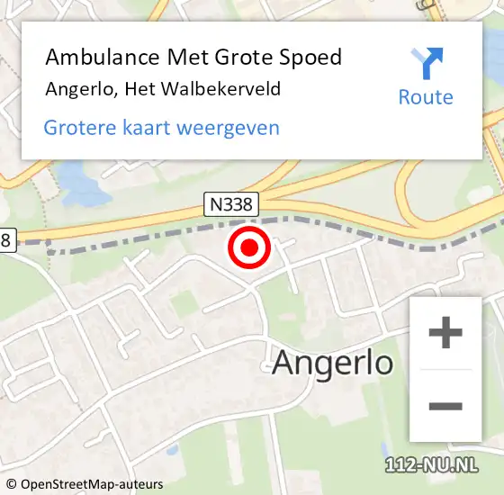 Locatie op kaart van de 112 melding: Ambulance Met Grote Spoed Naar Angerlo, Het Walbekerveld op 9 februari 2016 05:32