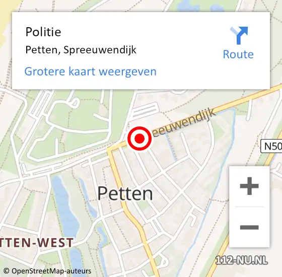 Locatie op kaart van de 112 melding: Politie Petten, Spreeuwendijk op 9 februari 2016 07:30