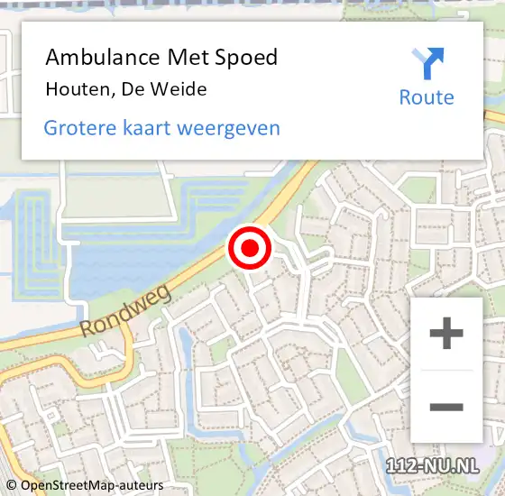 Locatie op kaart van de 112 melding: Ambulance Met Spoed Naar Houten, De Weide op 9 februari 2016 07:54