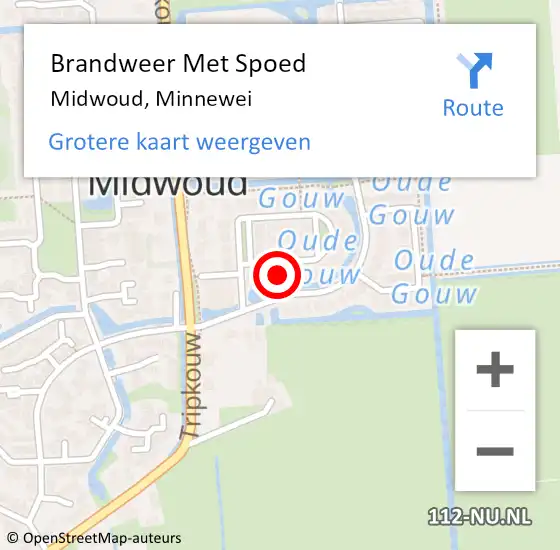 Locatie op kaart van de 112 melding: Brandweer Met Spoed Naar Midwoud, Minnewei op 9 februari 2016 08:41