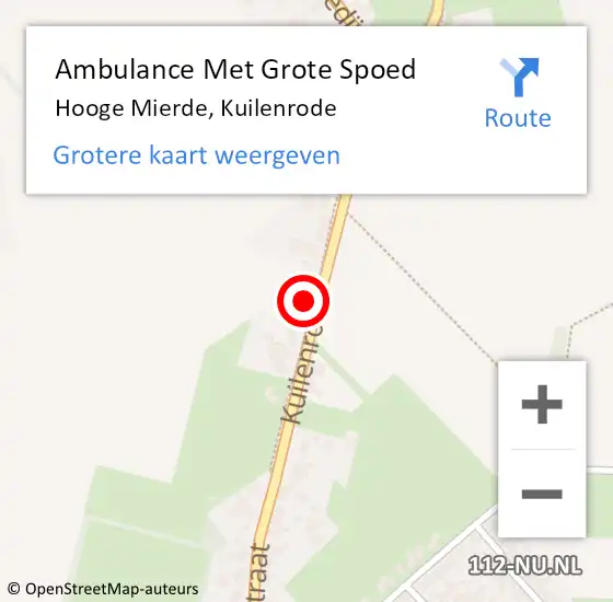 Locatie op kaart van de 112 melding: Ambulance Met Grote Spoed Naar Hooge Mierde, Kuilenrode op 9 februari 2016 08:45