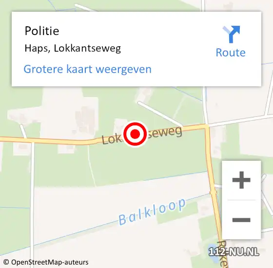 Locatie op kaart van de 112 melding: Politie Haps, Lokkantseweg op 5 december 2013 17:03