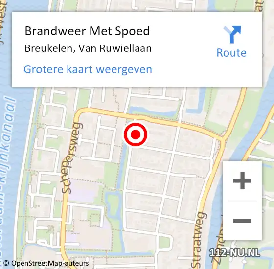 Locatie op kaart van de 112 melding: Brandweer Met Spoed Naar Breukelen, Van Ruwiellaan op 15 september 2013 01:00