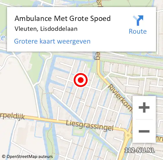 Locatie op kaart van de 112 melding: Ambulance Met Grote Spoed Naar Vleuten, Lisdoddelaan op 5 december 2013 17:06