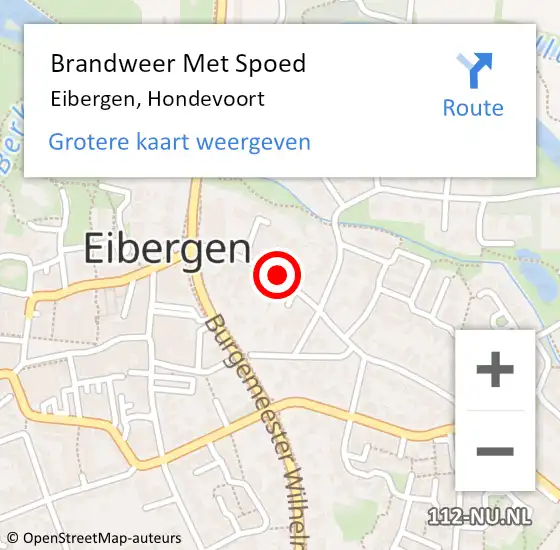Locatie op kaart van de 112 melding: Brandweer Met Spoed Naar Eibergen, Hondevoort op 15 september 2013 01:01