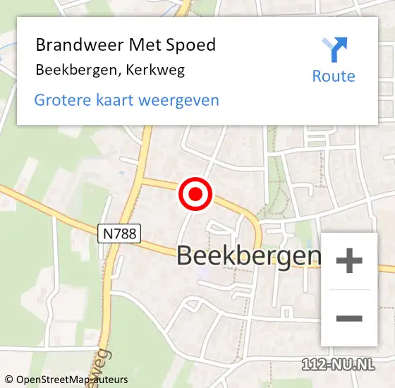 Locatie op kaart van de 112 melding: Brandweer Met Spoed Naar Beekbergen, Kerkweg op 5 december 2013 17:07