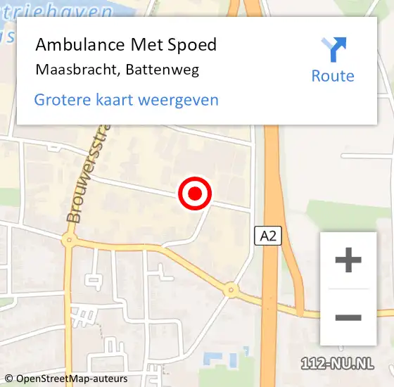 Locatie op kaart van de 112 melding: Ambulance Met Spoed Naar Maasbracht, Battenweg op 9 februari 2016 10:12