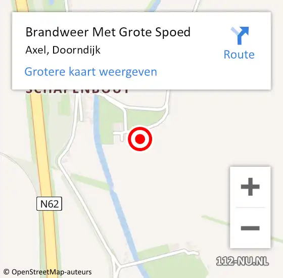 Locatie op kaart van de 112 melding: Brandweer Met Grote Spoed Naar Axel, Doorndijk op 9 februari 2016 10:20